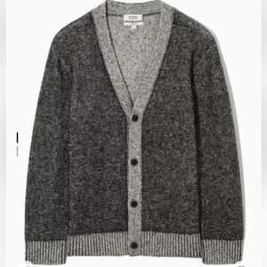 COS Contrast Trim Wool Blend Relaxed Cardigan Medium